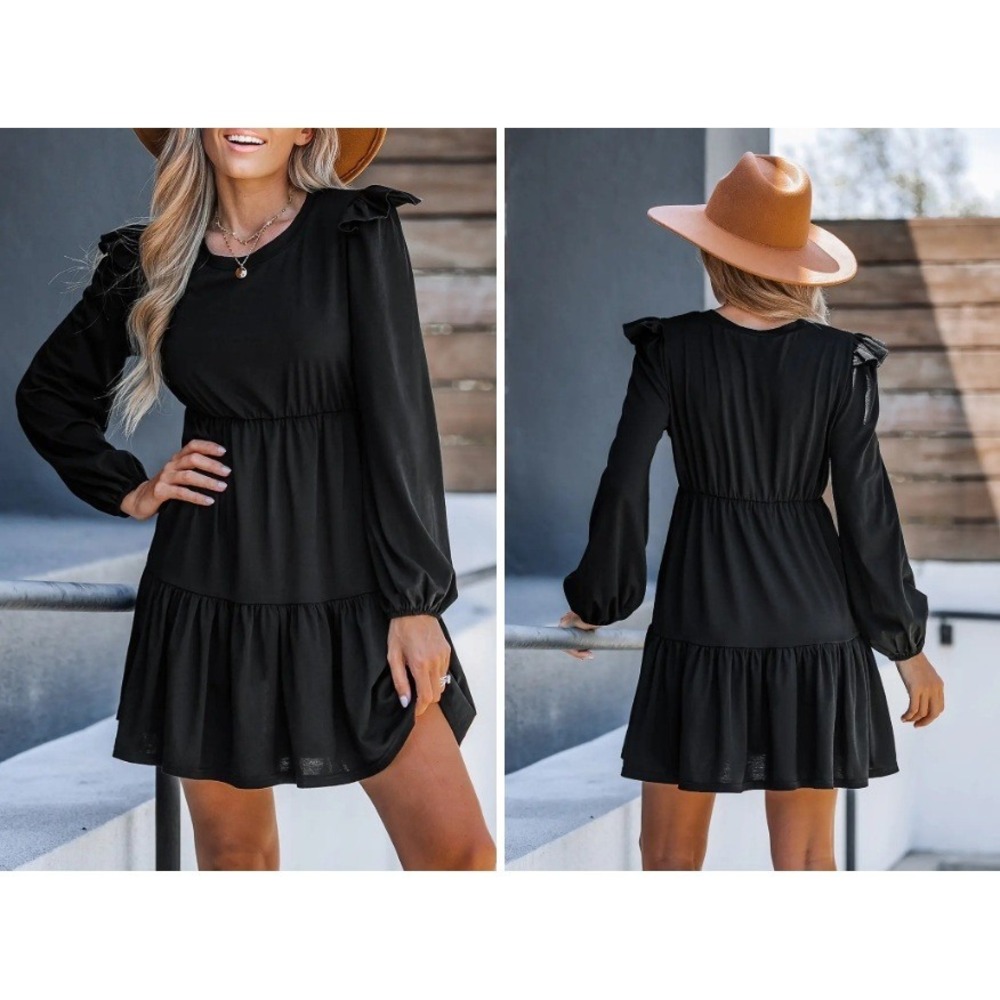 Elegant Black Long Sleeve Dress